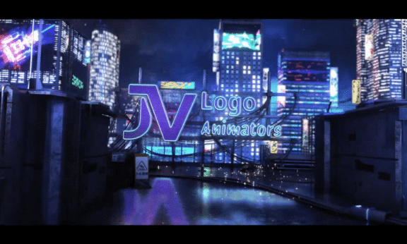 Sample 1125 - Cyberpunk Cityscape Logo Animation