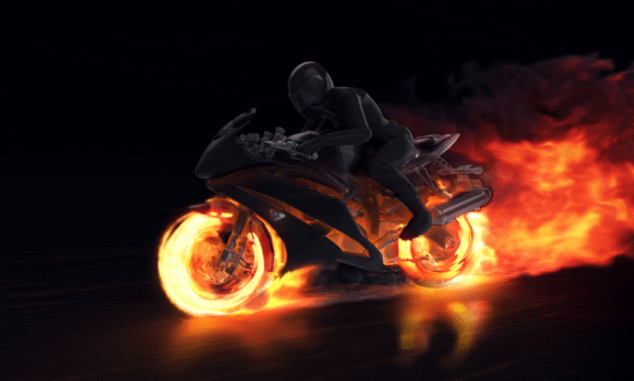 Sample 1201 - Fiery Motorcycle Logo Animation